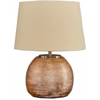 Modern Metallic Ceramic Table Lamp With A Tapered Shade - Modern Metallic Ceramic Table Lamp With A Tapered Shade -No Bulb