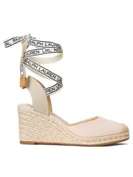 Lauren by Ralph Lauren Logo Lace Up Detail Espadrilles - Light Pink, Size 5, Women