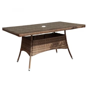 Charles Bentley Rectangular Verona Rattan Dining Table - Brown