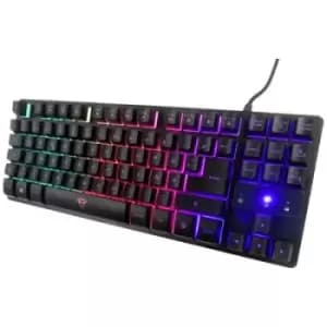 Trust GXT833 THADO TKL USB, Corded Gaming keyboard Backlit, Multimedia buttons QWERTZ Black, RGB