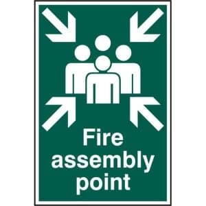 ASEC Fire Assembly Point 200mm x 300mm PVC Self Adhesive Sign