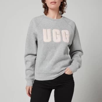 UGG Womens Madeline Fuzzy Logo Crewneck Sweatshirt - Grey/Sonora - S