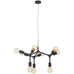 Netlighting Bocadella 9 Lamp Multi Arm Pendant Ceiling Light Black