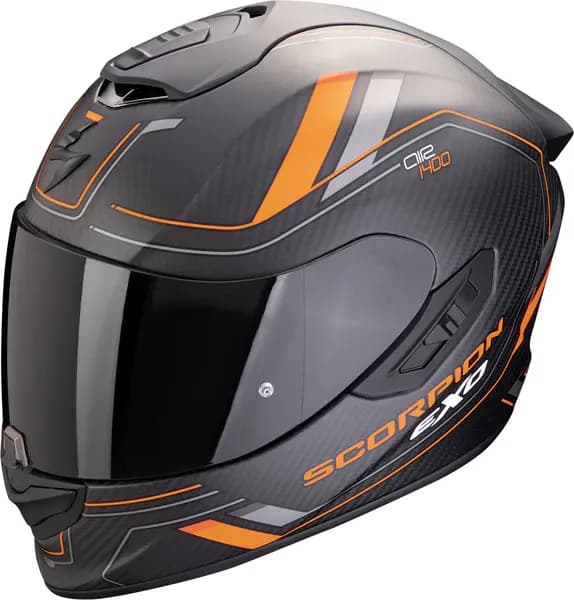 Scorpion EXO-1400 Evo II Carbon Air Mirage Matt Black Orange Full Face Helmet Size L
