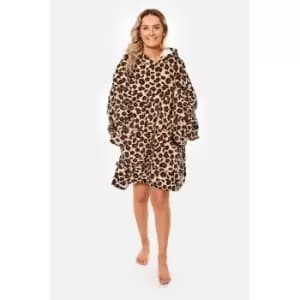 Reversible Leopard Print Sherpa Hooded Blanket