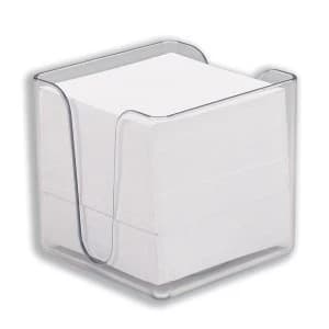 5 Star Office Noteholder Cube Transparent with Approx. 750 Sheets of Plain Paper 90x90mm White