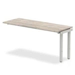 Trexus Bench Desk Single Extension Silver Leg 1600x800mm Grey Oak Ref