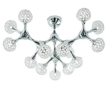 Nodi Crystal 15 Light Large Ceiling Flush Light Chrome