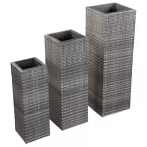 Vidaxl Garden Raised Beds 3 Pcs Poly Rattan Grey