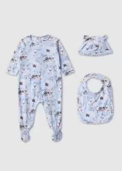 Kenzo Kids Arctic Animals Hat, Bib & All In One Set In Pale Blue
