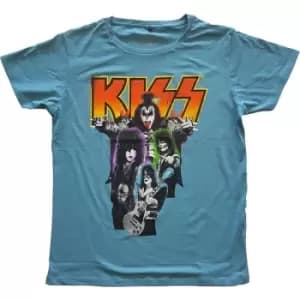 KISS - Neon Band Unisex Large T-Shirt - Blue
