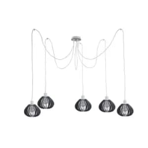 Nicoleta Cluster Pendant Ceiling Light Grey, 5x E27