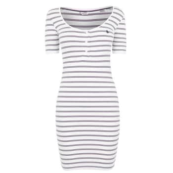 Jack Wills Amy Henley Button Through Mini Dress - White Stripe