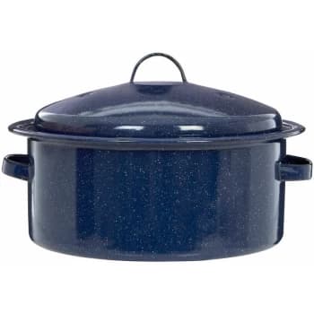 Round Self Basting Blue Enamel Roaster - Premier Housewares