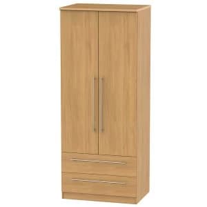 Robert Dyas Edina Ready Assembled 2-Door Wardrobe with Drawers - Modern Oak