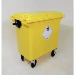 Slingsby Lockable Clinical Waste Wheelie Bin 770 Litre 4 Wheeled Yellow