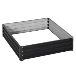 Outsunny Raised Garden Bed Metal Patio Backyard Flower Vegetable Planter - Grey