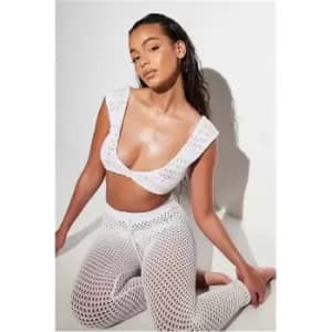 I Saw It First White Crochet Plunge Bralet - White