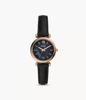 Fossil Women Carlie Mini Three-Hand Black Leather Watch