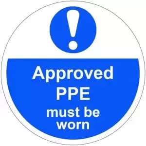 Approved PPE Must Be Worn Floor Graphic adheres to most smooth clean