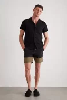 Black Colour Block Swim Short