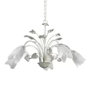 Petunia 5 Light Multi Arm Pendant Ceiling Light, Glass Shades