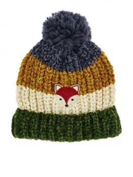 Monsoon Boys Fox Stripe Jake Chenille Pom Hat - Multi