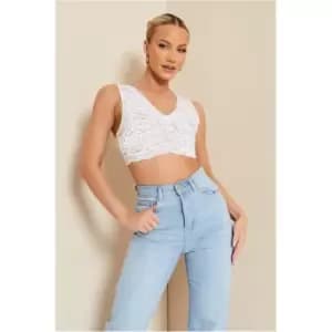I Saw It First White Lace Crop Bralet - White