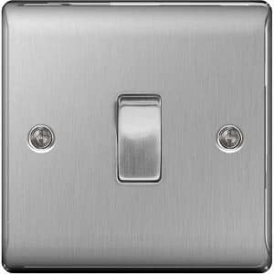 BG Nexus Metal Brushed Steel 1 Gang Intermediate Switch 10A - NBS13