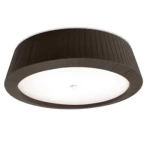 3 Light Large Flush Ceiling Light Brown, E27