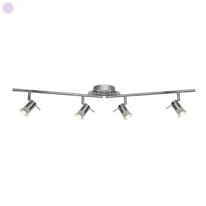 4 Light Bathroom Chrome, Satin Silver IP44, GU10