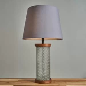 Gianni Wood and Clear Glass Table Lamp with Large Grey Aspen Shade