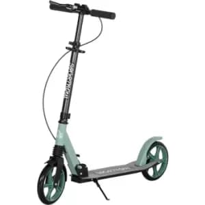 Folding Kick Scooter for 14+ w/ Adjustable Height, Dual Brake System - Green and Black - Homcom