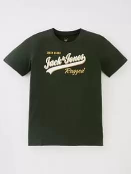 Jack & Jones Junior Boys Logo 2 Colour Tshirt - Mountain View, Green, Size 10 Years