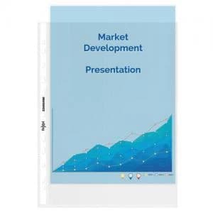 Quality A4 Punched Pockets, Glass Clear, Pack of 50 - Outer Carton of 20