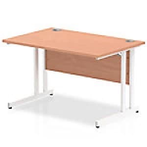 Impulse 1200/800 Rectangle White Cantilever Leg Desk Beech