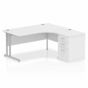 Impulse 1600 Right Hand Cantilever Workstation 600 Pedestal Bundle White