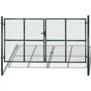 Double Door Fence Gate Powder-Coated Steel Vidaxl Green