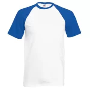 Fruit Of The Loom Mens Short Sleeve Baseball T-Shirt (L) (White/Royal Blue)