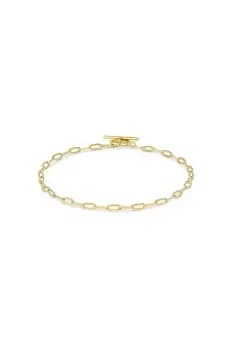 Sterling Silver Gold Small Paperlink T-Bar Bracelet