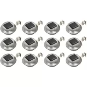 Outdoor Solar Lamps 12 pcs LED Round 12cm White vidaXL - Silver