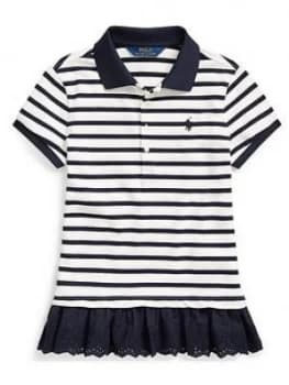 Ralph Lauren Girls Short Sleeve Stripe Ruffle Hem Polo