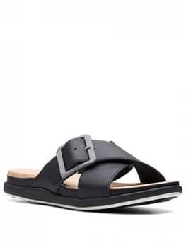 Clarks Step June Shell Flat Sandal - Black