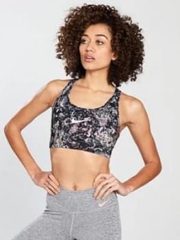 Nike Training Swoosh Coral Print Bra Multi