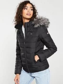 Tommy Jeans Essential Hooded Down Jacket - Black