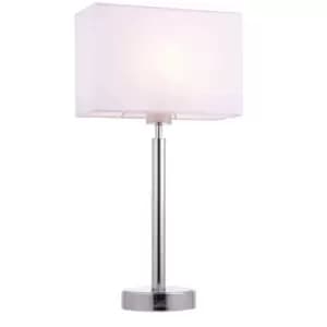 Table Lamp Chrome Plate & Vintage White Fabric 60W E27 Base & Shade e10649