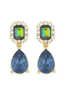 Mood Gold Blue Vitral Halo Drop Earrings