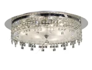 Esta Flush Ceiling Round 4 Light Polished Chrome, Glass, Crystal