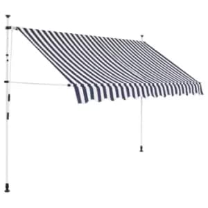 VidaXL Manual Retractable Awning 300cm Blue and White Stripes