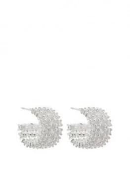 Simply Silver Sterling Silver 925 Fine Solitaire Barrel Hoop Earrings